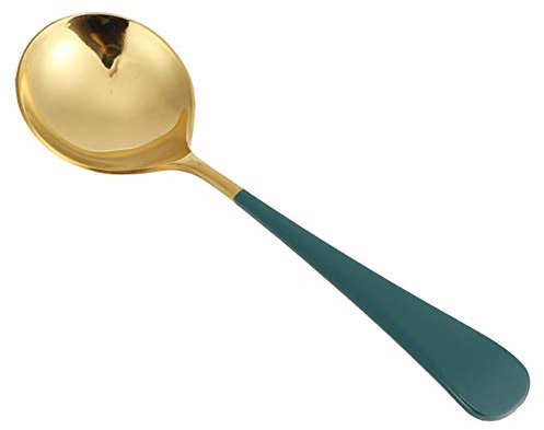 Cucchiaio da tavola, Elegante per Adulti e Bambini Cucina, Cucchiaio da Cucina(Manico verde)