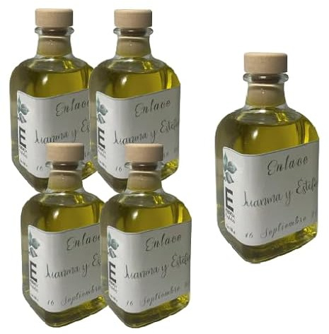 Botellas Regalo Aceite Oliva Personalizado (12 o 24 unidades) Botellas Comunión Bautizos, Regalo Bodas, 100 ml Detalles para Invitados de Boda - Aceite de Oliva Virgen extra (24 Unidades)