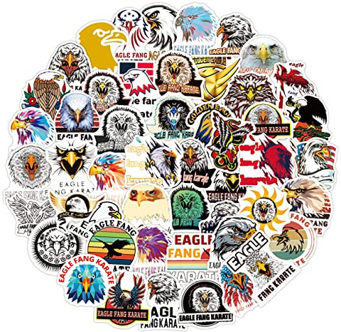 POPNWOW Adler Kongfu Aufkleber 50 Stück Set, Wasserdicht Vinyl Eagle Kongfu Stickers für Reisekoffer Gepäck Laptop Wasserflasche Pad Handy Fahrrad Skateboard Helme Gitarre