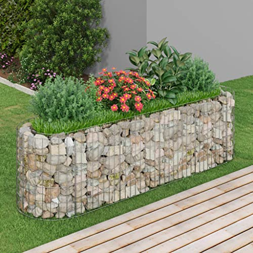 WIFESE 190x50x50 cm Gabionen Hochbeet Gabionenkorb Pflanzkasten Gabionenwand Steinkorb Gabione Gabionensäule Gabionen Zaun Steingabionen Gabionenkörbe Gabionen Pflanzkorb Verzinktes Eisen