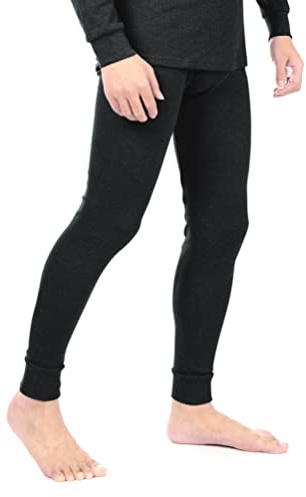BestSale247 Herren Thermo Unterhose Lang Innenfleece warmes Winter Unterwäsche Skiunterwäsche Baumwolle (Schwarz, XL)