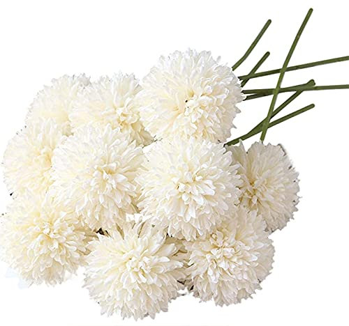 Puooifrty Ramo de flores de bola de crisantemo, 10 piezas para personas importantes, moral gloriosa ()