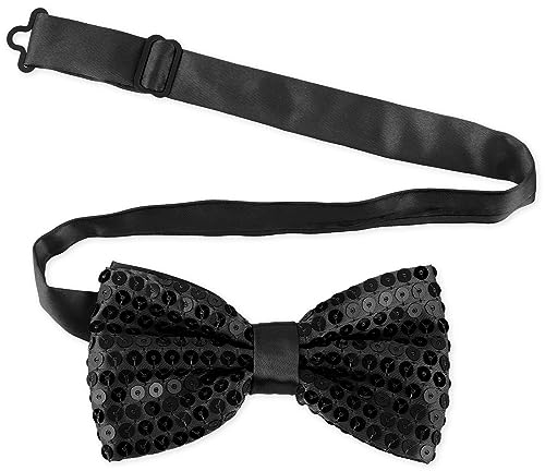 Lusofie Pre-Tie-Pailletten-Schwarze Fliege, verstellbare Länge, Herren-Fliege für Männer, Jungen, Party, Bankett, Hochzeit Halloween (negro)