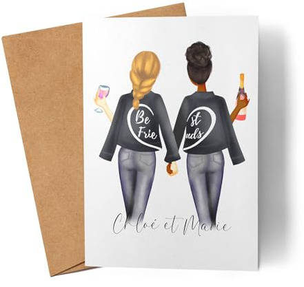 Kiddle-Design Personalisierte Karte Freundinnen-Geburtstagskarte | Geschenk Beste Freundin mit Namen | Freundinnen-Bild zur Stärkung der Freundschaft