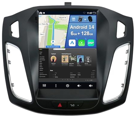YUNTX [6GB+128GB] Android 14 Autoradio per Ford Focus (2010-2014)-[Incorporato Carplay/Android Auto/DSP/GPS]-IPS 2.5D 9.7 Touch Screen-CAM+MIC-DAB/Mirror Link/Bluetooth 5.0/WiFi/USB/4G