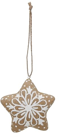 ZauberDeko Christbaumschmuck Kraft Papier Stern Natur Weiß Hängedeko Weihnachten 8cm Hoch, Modell:Modell2