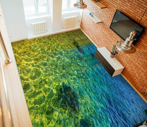 3D Bodenfliesen Aufkleber Badezimmer Küche 3D-Ozeanwellen Pvc Selbstklebend Wasserdicht 3D Wallpaper Bodenfliesen Wandaufkleber Badezimmer Schlafzimmer,430 * 300cm