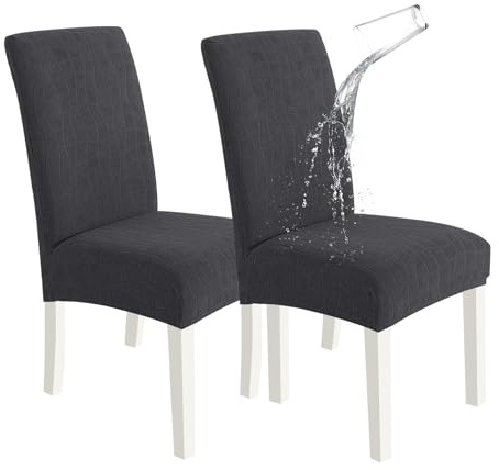 Ystyle Stretch Stuhlhussen 2er Set, Stuhlbezug Elastischer, Hussen Für Stühle Abnehmbarer, Stuhlbezüge Chair Cover Langlebig Universal, Für Bankett Deko Und Hochzeit Partys, Dunkelgrau