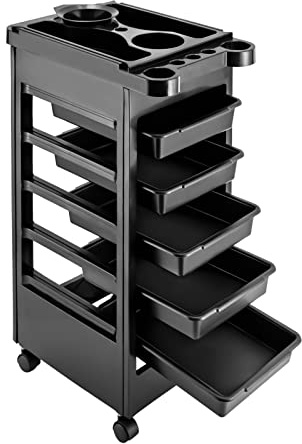 SOLOCJNL Carro de 5 capas para peluquería, estilista, peluquería, salón de belleza, spa con ruedas y bandejas