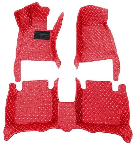 Auto FußMatten für KIA Sportage 2018-2019 LHD, Leder Auto Fussmatten Set Allwetter wasserdichte rutschfeste Teppich Matte, VollstäNdige Abdeckung Zubehör,F Red