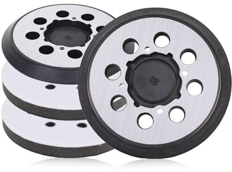 Elechiakan 4 Stück Metall Schleifteller 125mm Klett, 8 Loch Hook und Loop Schleifpad Ersatzpad Exzenterschleifer Polieraufsatz für DeWalt DCW210N DWE6423 DWE6421 DWE6420 N329079 (4 Screw Hole)