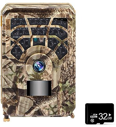 MZZYG Caméra animalière Vision Nocturne for caméra de Piste de Chasse caméra de Chasse HD caméra étanche Infrarouge extérieure for la Surveillance de la Faune(with 32G Card)