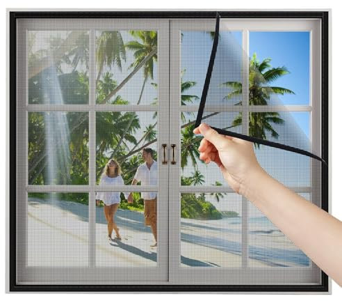 Fliegenvorhang Wohnwagen Falttür 55x160cm Schwarz Bausatz zur Selbstmontage, Fliegengitter in verschiedenen Größen auswählbar