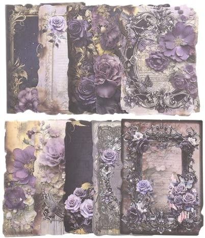 QUARKZMAN 60Stk Strukturiertes Scrapbook Papier Vintage Dunkel Rot | Scrapbooking Papier, Handgemachtes Bastel Papier, für Journaling Zubehör Junk Journal Kunst Bastel Dekoratives Papier