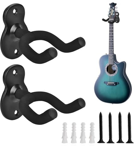MetalNuts Gitarrenhalter für die Wand - Gitarren-Wandhalterung, 2er Pack Metall-Gitarrenhalter mit Schwammschutz, passend für alle Gitarrenarten, E-Gitarren, Ukulelen, Banjo, Bass - Eisenhaltig