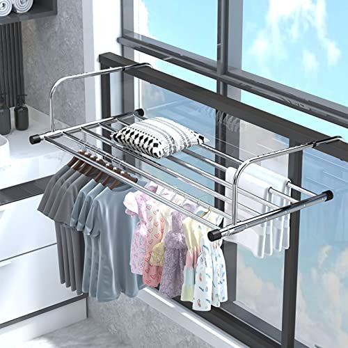 YDkjwjw Asciugatrice per vestiti da radiatore, multifunzione, per balcone, per radiatore, in acciaio inox, per radiatore, pieghevole, per stendere la biancheria