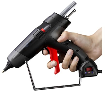 Pistola per colla a caldo per lavori artigianali, Pistola for colla a caldo 40W/150W/300W, controllo digitale della temperatura nera, for pistola in silicone for stick di colla da 7mm/11mm per riparaz