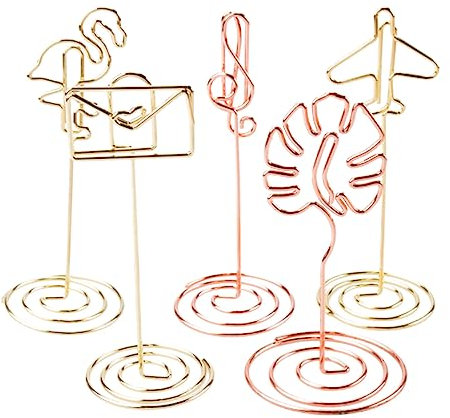 DIYEAH 5stücke Metall Memo-clips Kleine Tisch-clips Zum Von Papieren Notizen Und Fotos Home-ornamente Mit Flamingo Flugzeug Umschlag Und Monstera Design