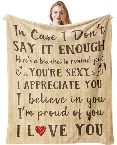 I Love You Blanket 150x130CM - Romantic Gift for Her or Him, Wife, Girlfriend, Anniversary, Wedding, Birthday
