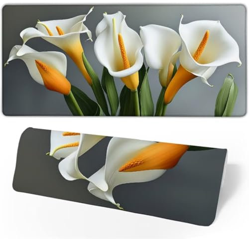 Gaming Mauspad Lilie Mauspad Groß, Schreibtischunterlage Beige Mousepad XXL 900x500x3mm, Mouse Pad Rutschfest & Wasserdicht Verbessert Präzision und Geschwindigkeit, Gaming-Mauspads für PC JC-888