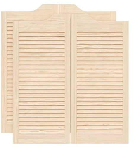 vidaXL Schwingtüren Lamellen-Design 2-Paar 90x80 cm Massivholz Kiefer, Saloontüren, Bartüren, Scharniertüren, Schwingtüren für Cafés, Flügeltüren