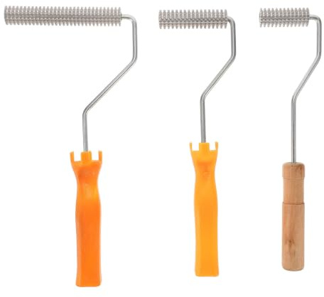 NUOBESTY Entlüftungswalze 3 Stück Fiberglas Rollenwerkzeug aus Aluminium | Assortierte Griffe, Silberfarben, zum Entfernen von Blasen bei Harzlaminierung Zufälliger Stil