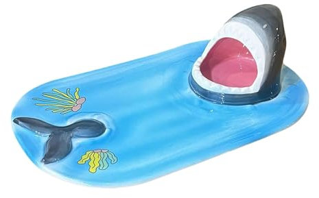 MERIGLARE Shark Sushi Plate Microwave Modern Party with Sauce Compartment for Birthday