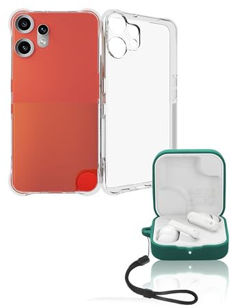 2-in-1-Schutzset: TPU-Schüthülle für Nothing CMF Phone 2 Pro, Silikon Schüthülle CMF Buds 2 Wireless Earbuds - staubdicht, stoßfest, mit Umhängeband, Grün