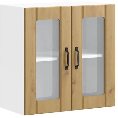 Eleganz Küchen-Hängeschrank mit Glastür aus Holzwerkstoff und Glas - Moderner Stil in Artisan-Eiche - Platzsparend & Langlebig für Jede Küche