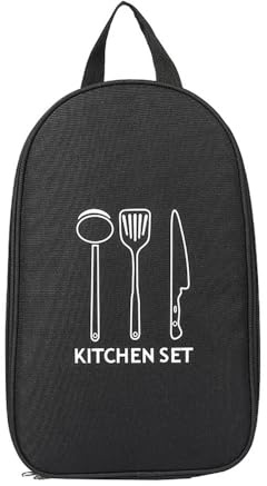 Hosoncovy Portable Camping Cookware Utensils Tableware Organizer Bag Picnic Barbecue Travel Cutlery Storage Case for Outdoor Hiking Picnic,Empty Bag Only (Black)