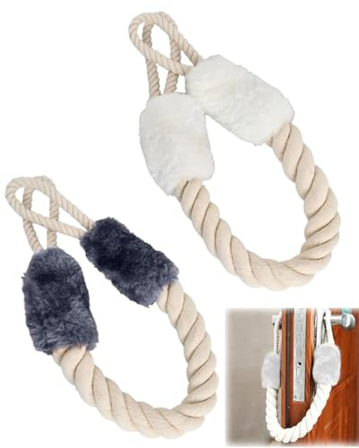 JUKOTA Fermaporta Corda, 2 Corda Fermaporta Di Sicurezza per Porte e Finestre Corda Anti-Pizzicamento 60 cm Cotone per Maniglia della Porta Ferma Cassetti Sicurezza Bambini e Animali Domestici