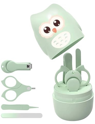 Baby Nail Clipper Set, 4-in-1 Baby Manicure Kit with Nail Clippers, Scissors, Nail File & Tweezer, Baby Grooming Kit Newborn & Toddler, Portable Safe Nail Trimmer Care