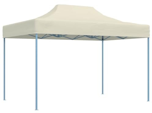 Tente de Réception Pliable, 3x4 m en Acier avec Toit Oxford 600D, Chapiteau de Jardin Exterieur Résistant aux UV, pour Marchés, Mariages, Festivals, Couleur Crème, 400x300x235 cm