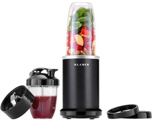 KLAMER Bullet Mixer 1000 Watt, Smoothie Maker, 2 Mixbehälter mit Zubehör