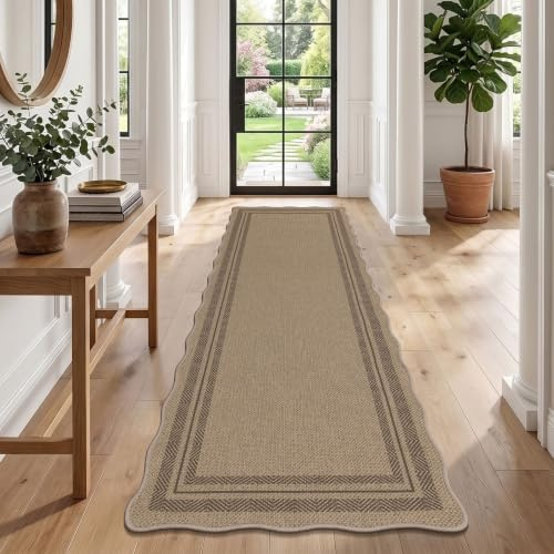 SHACOS Tappeto Passatoia per Corridoio Cucina 60x240cm, Aspetto di Juta, Tappeto Corridoio Lungo Moderno Antiscivolo Lavabile Tappeti Runner per Ingresso Cucina Lavanderia