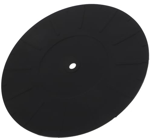 MUCKLILY Tapis de Platine en Silicone Noir Antistatique de 170mm pour Tourne-disque Vinyle, Accessoire Pratique Offrant Protection Vibrations