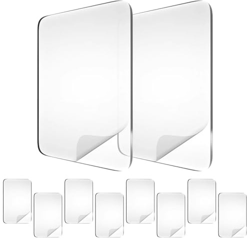10Pcs Clear Double Sided Sticky Pads, 6*6cm Square Sticky Pads for Mounting | Waterproof Extra Strong Adhesive Pads, Clear Double Sided Sticky Pads Heavy Duty, for Walls Hanging DIY Craft Home Office