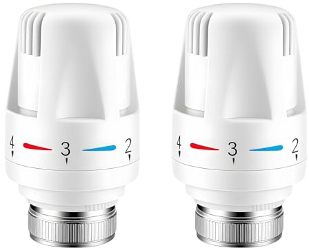 Thermostat Radiators Valve, 2 Pcs TRV Smart Radiator Thermostat Radiator Valve Replacement Head, Thermostatic Radiator Valve Heating System Temperature Control Heads for Home Offic(White)