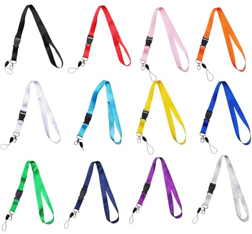 12 Stück Bunt, Schlüsselbänder Mit Karabiner, Lanyard Schlüsselband, Polyester Schlüsselband, 40,5 Cm Lang