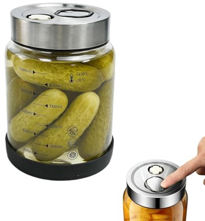 ZXBBTZ 1L 2-Gärventil Fermentierglas mit Deckel Fermentiergläser für Sauerkraut Kefir Fermentationsglas Fermentieren Gläser Breiter Hals Fermentation Jar Kimchi Behälter rutschfest Einmachglas