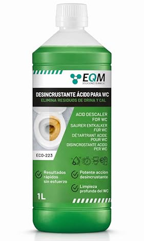 EQM Détartrant Acide WC 1L - Élimine Tartre, Calcaire et Rouille - Nettoyant WC Puissant - Sanitaires et Toilettes - Formule Acide Haute Performance