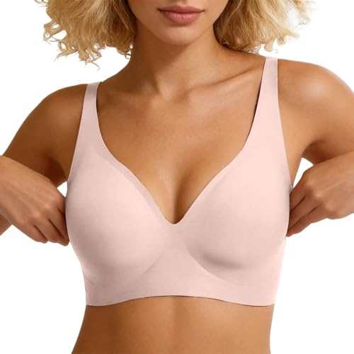 Sileor Soutien Gorge sans Armature, Seconde Peau Ultra-Doux, sans Couture, Maintien Naturel, Bretelles Réglables Antidérapantes 0304a