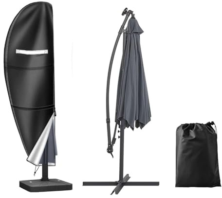 Garden Parasol Cover Waterproof - Cantilever Parasol Covers 420D Heavy Duty Oxford Fabric Umbrella Cover UV/Windproof with Reflective Strip Zip (265 * 45 * 70 * 50)
