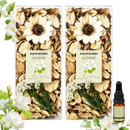 SCENTORINI Jasmine Scented Potpourri 2 x 120g with 10ml Fragrance Oil