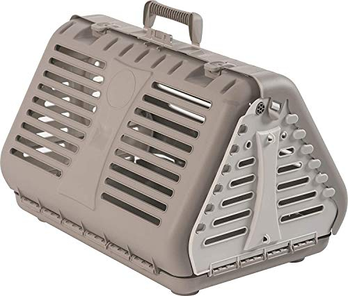 Rotho MyPet Toby Faltbare Transportbox für Katzen, kleine Hunde und Kleintiere, Kunststoff (PP) BPA-frei, beige/weiss, (53.4 x 42.5 x 12.4 cm)