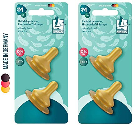 Lelekka® latex naturlig latex rund suger Gr. S, 4-pack speciellt för nyfödda amningsbarn, fr.o.m. 1 dag, bröstmjölk och föda