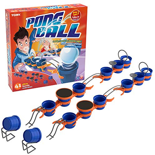 TOMY-14 Becher, 4 Ping-Pong-Bälle, 8 kleine, 6 Handschuhe, 2 Bügel, 2 Tees, 2 parallele Stangen, 2 Trampolinen, 2 Lächeln, 1 Bedienungsanleitung (evtl. Nicht in Deutscher Sprache), Mehrfarbig