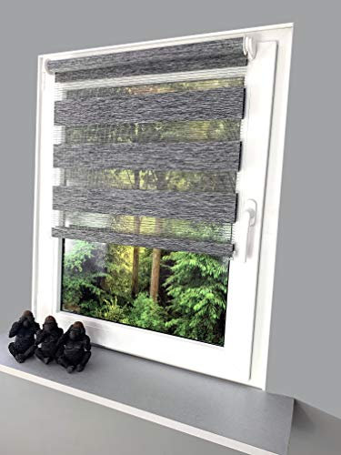 Gardinen Senay Klemmfix Duorollo, Doppelrollo mit verstellbaren Klemmträgern, Breite: 140 cm/Länge: 150 cm, Farbe: grau