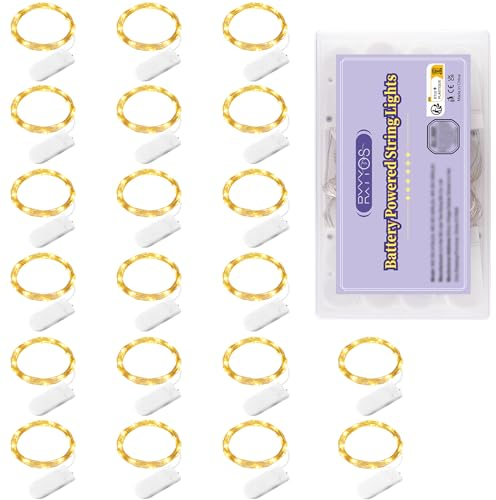 RXYYOS Luci LED a Batteria, 1M 20 Pezzi Micro Luci Stringa 10 LEDs Filo di Rame Impermeabile Catena Luminos Decorativa per Esterni e Interni Feste Matrimonio Casa Luce Gialla Calda