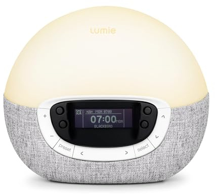 Lumie Bodyclock Shine 300 – Sunrise & Sunset Alarm Clock - Bedside Lamp with Custom Light Duration - Wake-Up, Night & Reading Light - Warm LEDs